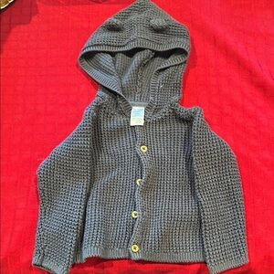 Carter's Charcoal Knit Button-Up Hoodie